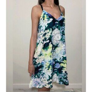 Cynthia Rowly Silk Spaghetti Straps Abstract Floral Slip Dress Womens size 8